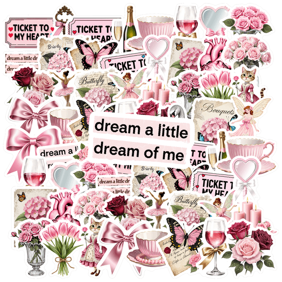 35pcs Vintage Stickers Stationery Stickers Romantic Kids Stickers Toy Floral Teacher Reward Stickers for Luggage Fridge
