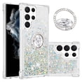thumbnail image 1 of Funda para Samsung Galaxy S23 Ultra 5G con Brillo Líquido Flotante, Purpurina, Parachoques y Anillo Giratorio Soporte, 1 of 5