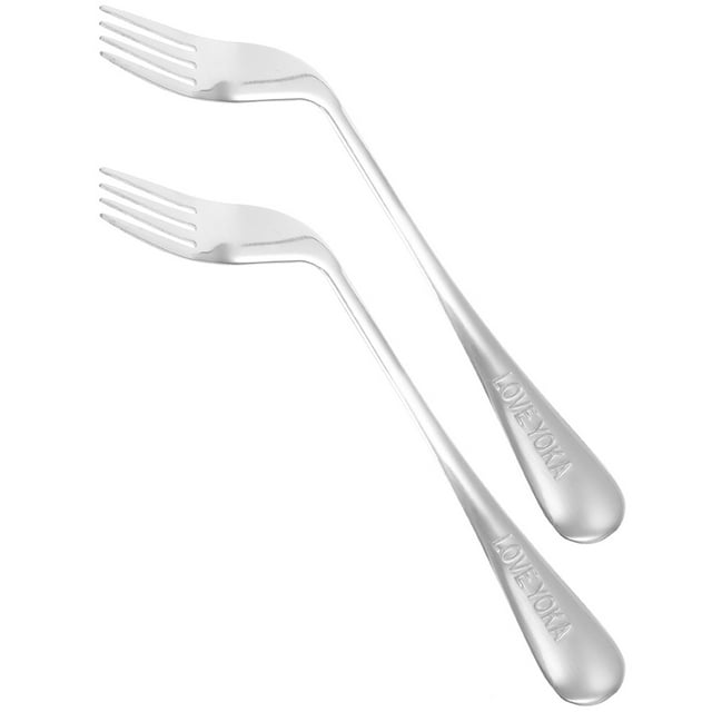 MasteelfCA 2pcs Angled Forks Convenient Forks for The Elderly Eating Feeding Forks Assist Tablewares (Right)