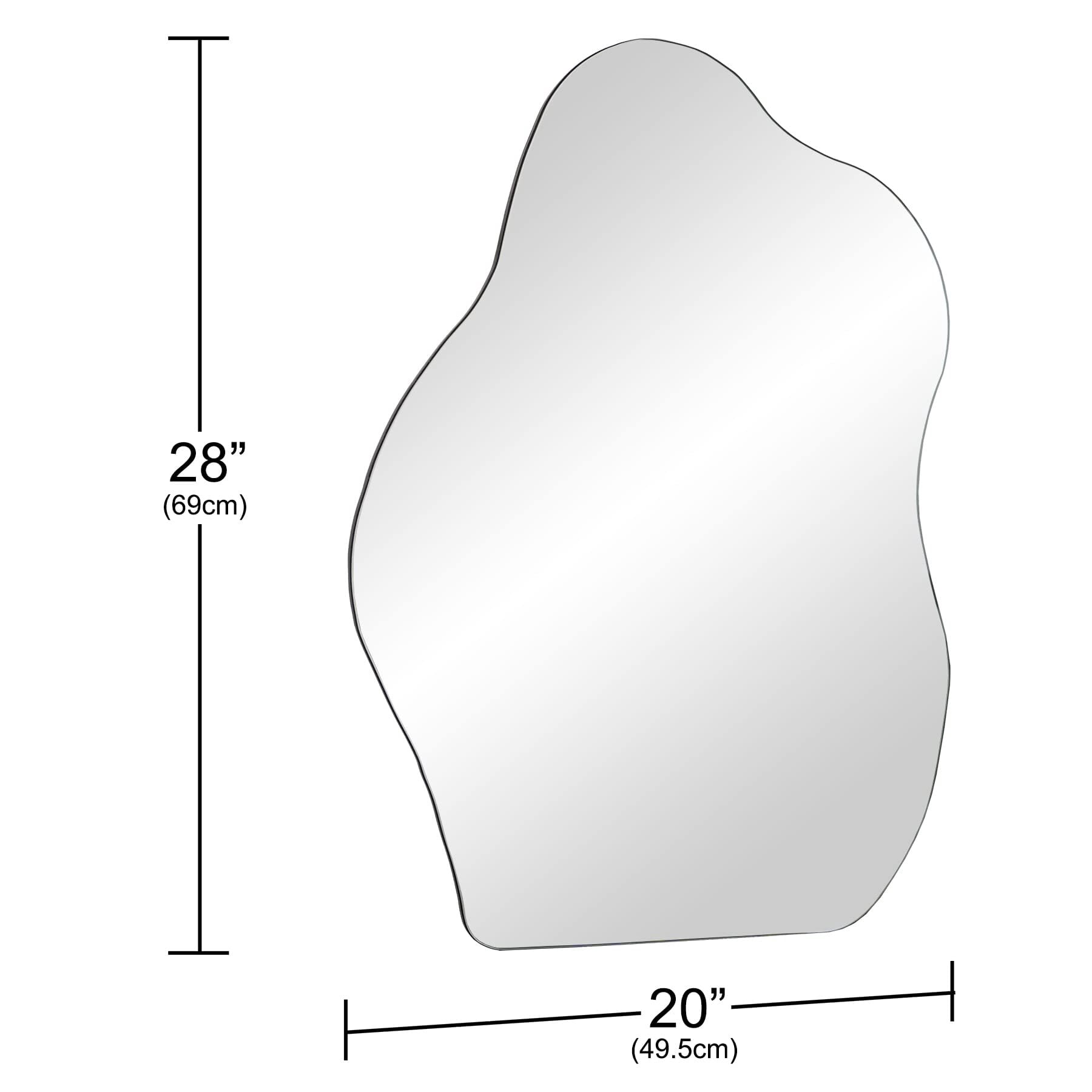 AnyRose Irregular Wall Mirror Asymmetrical Mirror Frameless Mirror for Bathroom Living Room Entryway Bedroom, 20" x 28"