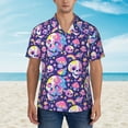 thumbnail image 2 of Pofeuu Skull colorful mushroom Print Hawaiian Shirt for Men Sleeves Casual Button Down Summer Beach Dress Shirts T-Shirts,X-Large, 2 of 7
