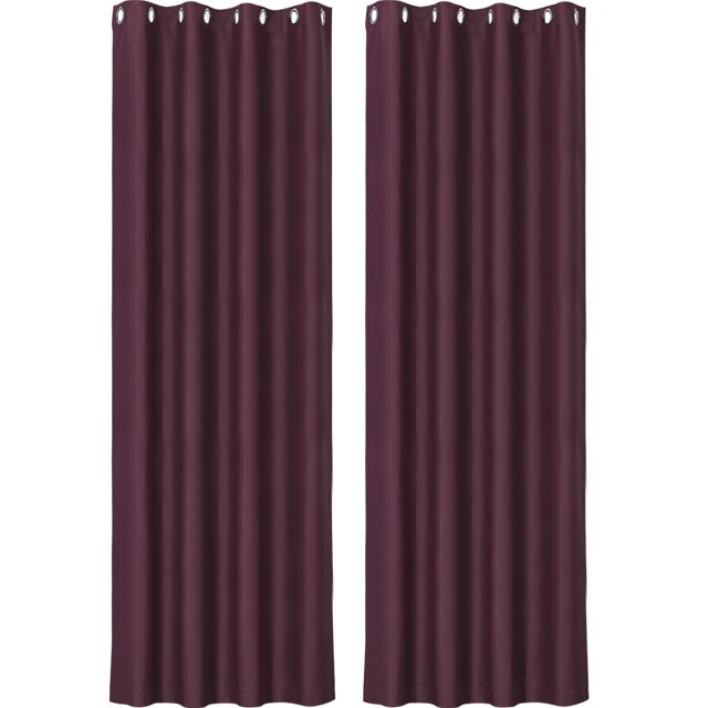 Unique Bargains 2pcs Blockout Thermal Insulated Grommet Window Curtain Panel Valance Darkening Drapes