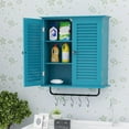 thumbnail image 4 of SHMAMT Bathroom Cabinet Wall Mounted Green Designer Bathroom Wall Cabinet Medicine Cabinet with Double Shutter Doors 3 Tier Adjustable Shelf with Towel Rack Over The Toilet Storage Cabinet Laundry, 4 of 5