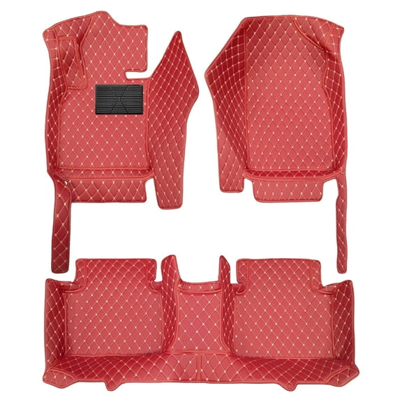 Tuqiang Car Floor Mats for Kia Seltos 2021-present - Full Coverage All Weather Protection Non-Slip PU Leather Floor Carpet in Wine Red