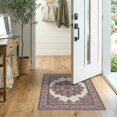 thumbnail image 2 of ODIKA 2'x3' Washable Doormat Mauve Vintage Dusty Boho Faded Scrollwork Scroll Border Motifs for Entryway, Kitchen, Laundry Room, Non-Slip, Low Pile, 2 of 7