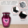 thumbnail image 5 of Nova Niche Small Purple With Hummingbird Design Aluminium Cremation Urn for Human Ashes – Mini Memorial Keepsake with Protection Box, 5 of 6
