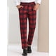 thumbnail image 2 of Pantalones de tela escocesa para hombre, ajuste regular, parte delantera plana, trabajo, baile de graduación, pantalones a cuadros rojo S, 2 of 6