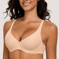 thumbnail image 3 of MELENECA Women's V-Neck Minimizer Underwire Plus Size Unlined Plunge T-shirt Bras Beige 46C, 3 of 6
