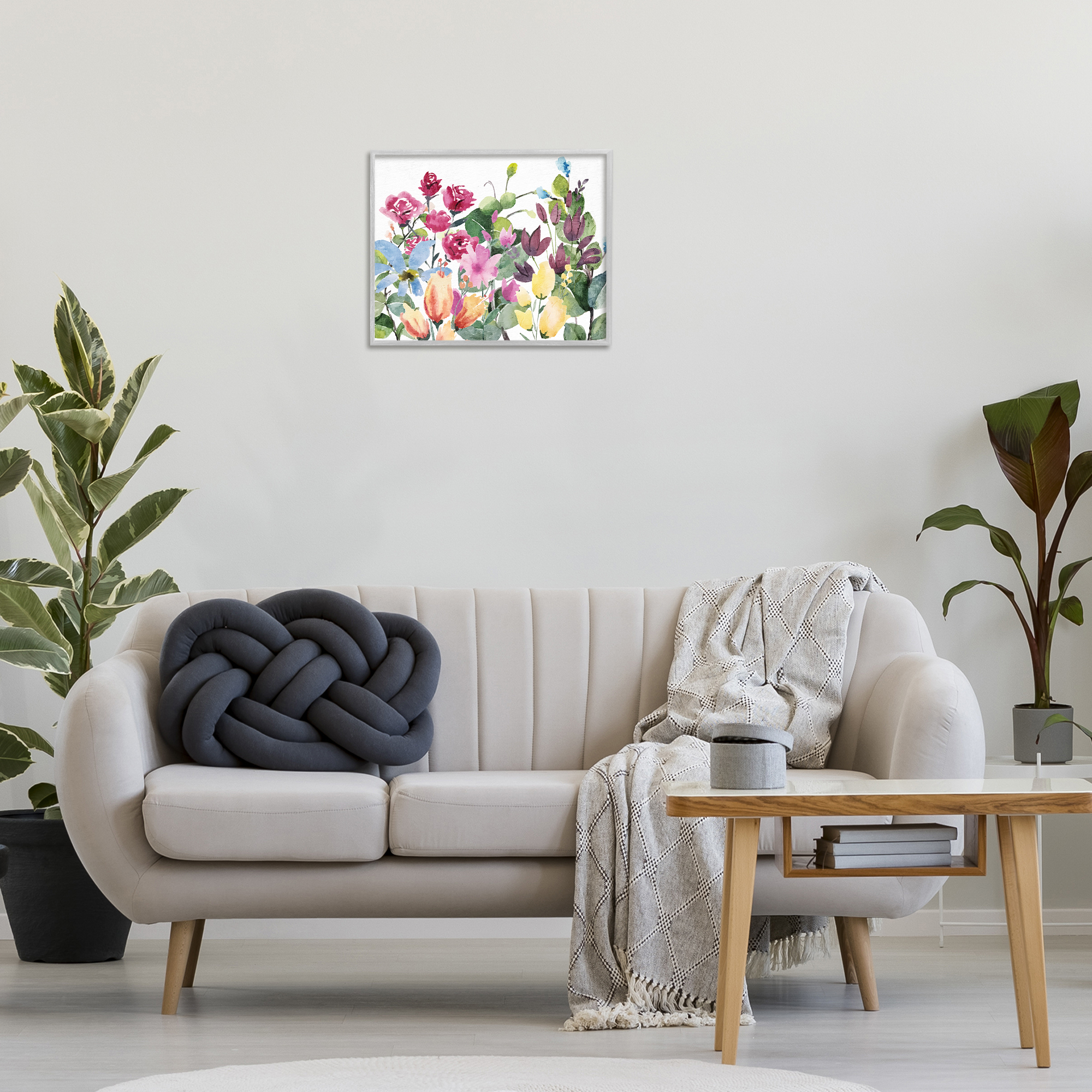 Stupell Industries Floral Blooming Colors Botanical & Floral Painting Gray Framed Art Print Wall Art, 20 x 16