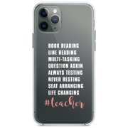 DistinctInk Clear Hybrid Case for Apple iPhone 12 Mini (5.4" Screen) - Teacher Book Reading Line Multi Tasking - Tempered Glass Back
