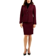 Le Suit Women's Two Button Skirt Suit Red Size 2 Petite