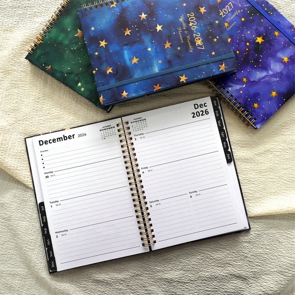 LQPWZU 2026-2027 Monthly Planner, 2-Year Agenda Book with 70 Pages Spiral Binding Star Printed Pattern for Adults, Office, School, Home, College, Work, Friends, Holidays