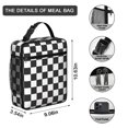 thumbnail image 3 of Black and White Checkered Pattern Insulated Lunch Bag for Men Women,Waterproof Lunch Box for Work,Picnic or Travel,Thermal Insulation,10.63x9.06x3.54 Inches, 3 of 5