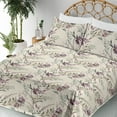 thumbnail image 3 of Ambesonne Floral Boho Fitted & Flat Sheet with Shams 4 Pcs Set, Vintage Palette Leaves, King, Eggshell Dried Rose, 3 of 5