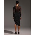 thumbnail image 3 of Vestido de fiesta Tsukko Chiffon negro de manga larga para mujer, 3 of 5