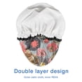 thumbnail image 4 of Shower Caps,Pioneer Flower Floral Print Pattern Waterproof Shower Cap for Women 4 Pieces,Double Reusable Hair Cover for Shower PEVA Elastic Stretch Hem, 4 of 7