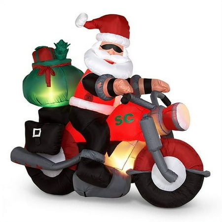 Santa Riding Motorcycle Airblown