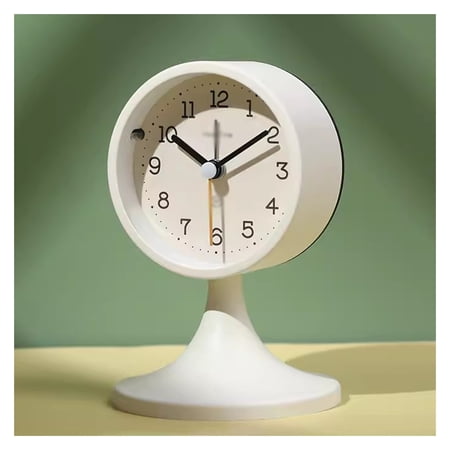 5-Inches Alarm Clock, Silent Non Ticking Small Clock with Arabic Numerals, Desktop Alarm Clock with Night Light, Battery Operated