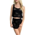 thumbnail image 3 of Coduop Women Crochet Mini Skirt Outfit Set Sleeveless Crop Top Mini Skirts 2 Piece Suits Coverup, 3 of 7