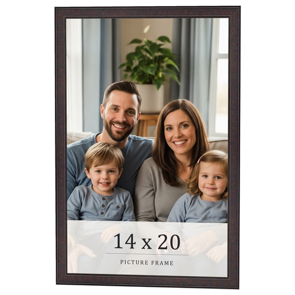 14x20 Rustic Brown Real Wood Picture Frame Width 0.75 inches | Interior Frame Depth 0.5 inches |