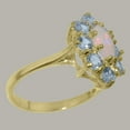 thumbnail image 3 of LBG British Made 10k Yellow Gold Natural Opal & Aquamarine Womens Promise Ring - 33 size options - Size 4.5, 3 of 5