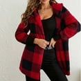thumbnail image 2 of Womens Tops Winter Warm Plush Hooded Jacket Button Up Cardigan Trendy Plaid Fuzzy Outerwear Thermal Underwear Top Plush 1*Coat 2Xl Womens Fall Tops, 2 of 9