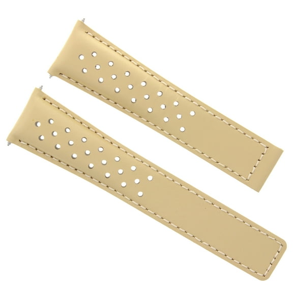 20/16MM LEATHER BAND STRAP CLASP 20MM FOR TAG HEUER MONZA WATCH PERFORATED TAN