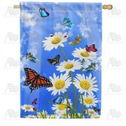 America Forever Spring has Sprung House Flag 28 x 40 inches Double Sided Butterfly, Dragonfly, Sunshine - Seasonal Yard Lawn Outdoor Decorative Spring Floral House Flag