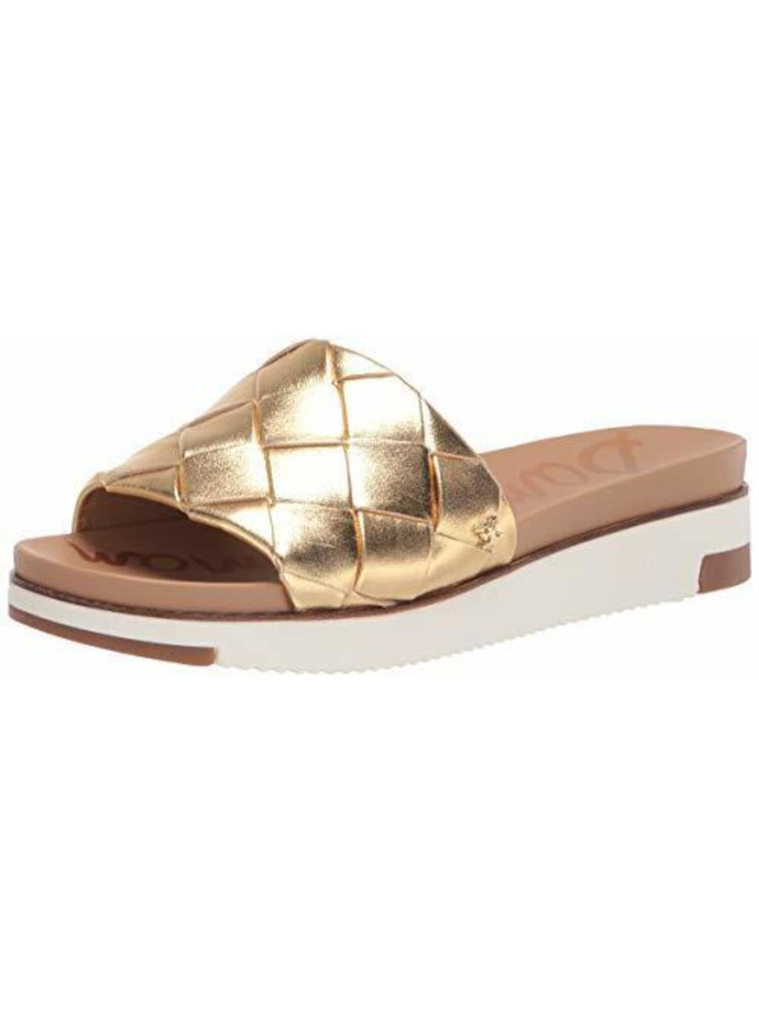 SAM EDELMAN Womens Gold 1/2" Platform Padded Woven Adaley Wedge Slip On