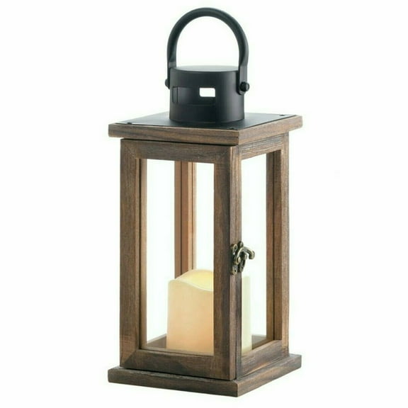 Home Decorative Wood Lantern with LED Candle - 11 inches