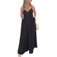 thumbnail image 2 of Innerwin Combinaison Longue Col en V Profond Femmes Combinaisons Vacances Sans Manches Décontracté Pantalon Large Noir S, 2 of 5