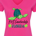 thumbnail image 4 of Inktastic Fort Lauderdale, Florida Happy Sea Turtle Women's V-Neck T-Shirt, 4 of 5