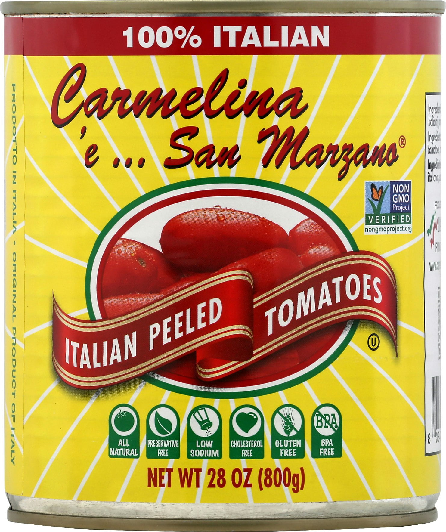 Carmelina San Marzano Whole Italian Tomatoes In Puree 28 oz (Pack Of 12)