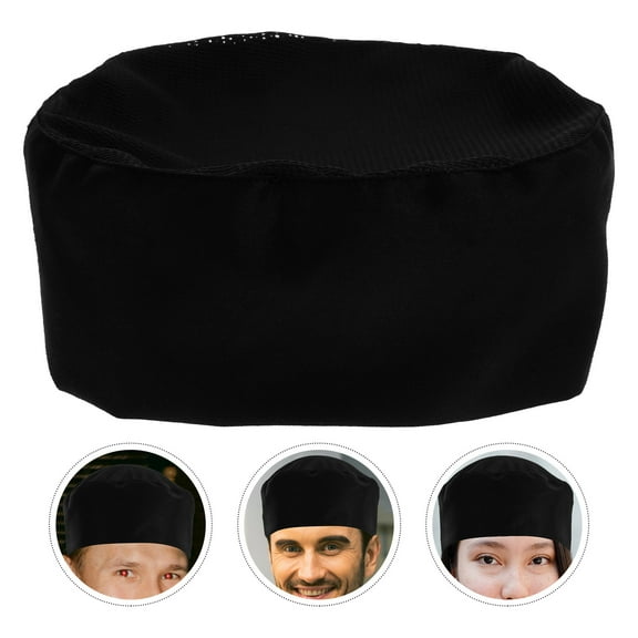 Chefs Black Beanie Cap With Gauze Hat Adjustable Skull Cap For Kitchen Food Cooking Unisex - One Size Fit All