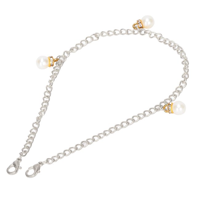 Pulseras Para Mujer, Collar De Aleación De Diamantes De Imitación, Cadena De 3 Perlas Para Abuela Para Celebraciones De Boda
