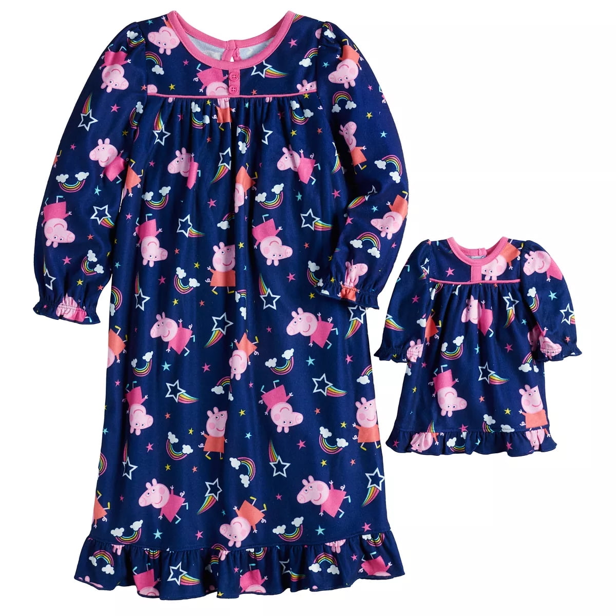 Peppa Pig Toddler Girls Nightgown with Matching 18" Doll Gown Set 2pc