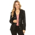 thumbnail image 1 of Women's Evening Sparkle Sequins Open Front Long Sleeve Blazer Jacket, 1 of 5