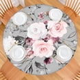 thumbnail image 2 of Round Fitted Tablecloth with Elastic Edges Fits 36"-44" Round Tables Pioneer Colorful Floral Waterproof Table Cover Washable Indoor and Outdoor for Party Kitchen Dinner Banquet Patio Picnic, 2 of 7