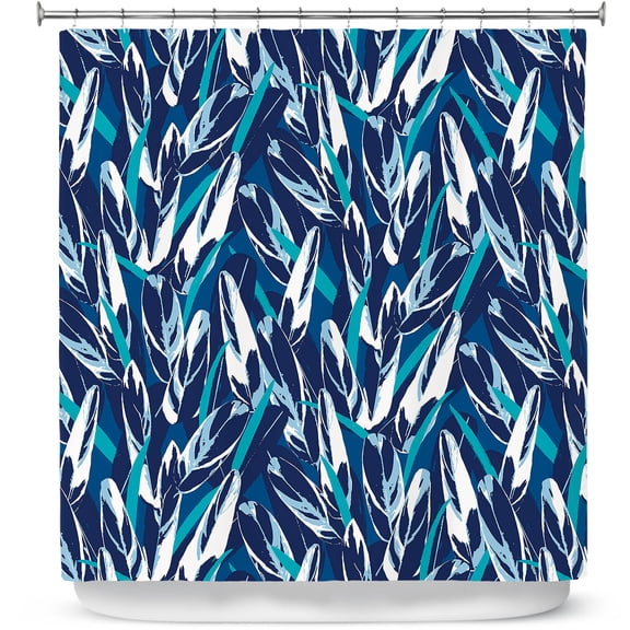 Shower Curtains 70" x 73" from DiaNoche Designs by Metka Hiti - Blue Leafs