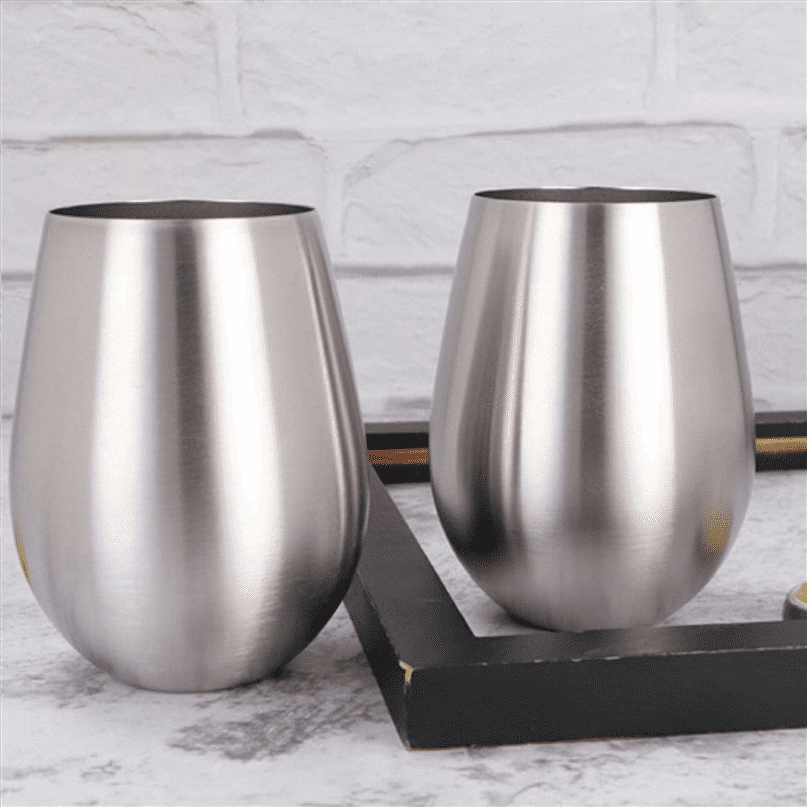 8PCS Stainless Steel Stemless Wine Glasses Kitchen Bar Unbreakable Metal Drink Cups for Indoor & Outdoor Picnics Camping