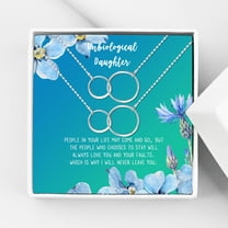 Anavia Unbiological Daughter Jewelry, Step Daughter Necklace Gift, Bonus Daughter Birthday Card Gift, Mother Daughter Set Necklace-[Two Silver Infinity Double Ring, Bright Blue Gift Card]