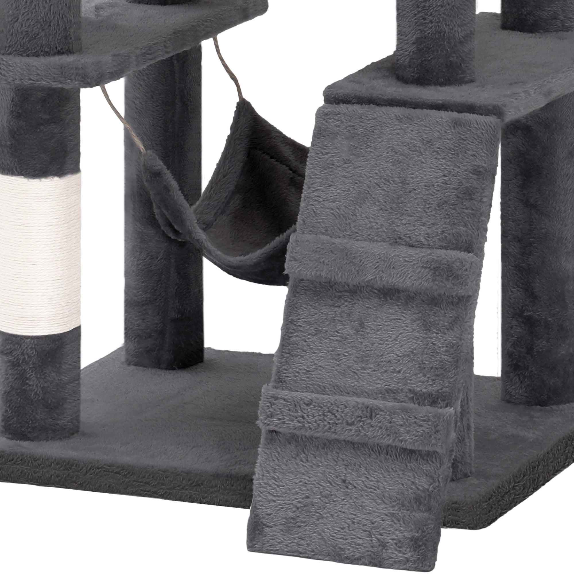 Uforic 44" Cat Tree Tower with Scratch Posts, Condo, Hammock & Toys, Dark Gray