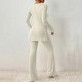 thumbnail image 4 of Diufon Womens Knit Sets Round Neck Long Sleeve Side Hem Split Sweaters Solid Color Trousers, 4 of 7