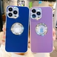 thumbnail image 2 of Cute Bling Compatible with iPhone 13 Pro Max Case, Glitter Diamond Logo Circle Case for Girls Women PU Leather Protective Soft Silicone Cases Cover Back(Purple), 2 of 12