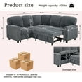 thumbnail image 2 of Modular Sectional Sleeper Sofa with Pull Out Bed, L-Shaped Cloud Couch with USB Charging, Cup Holders and Storage Seat, 5 Seat Corduroy Couches for Living Room, Grey, 2 of 8