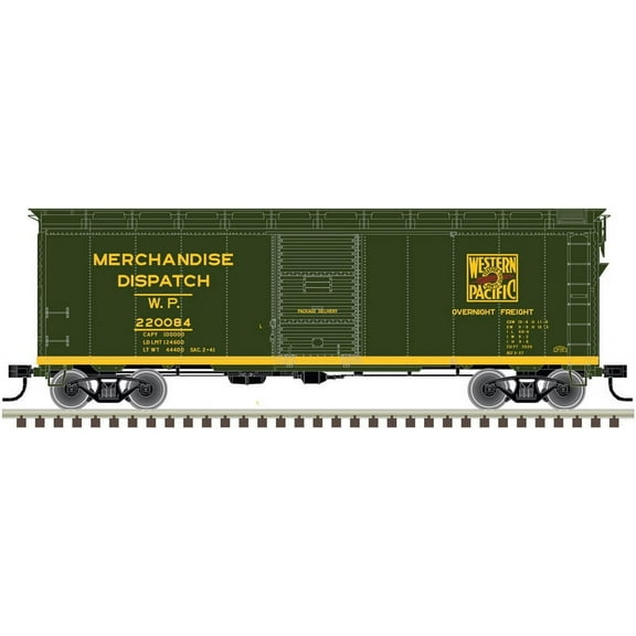Atlas HO Scale 1937 AAR 40' Boxcar (Kit) Western Pacific #220106 (Green/Yellow)
