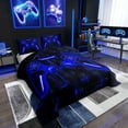 thumbnail image 2 of Erosebridal Black and Navy Bedding Queen Comforter Set, Gamer Gaming Duvet Insert Teen, Reversible, 3-Piece, 2 of 7