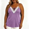 thumbnail image 2 of TEAJOPSUU Women's Plus Size Cami Tops Spaghetti Straps V Neck Sleeveless Tank Tops Trendy Lace Trim Crisscross Front Solid Summer Camisole Shirts Purple, 2 of 7