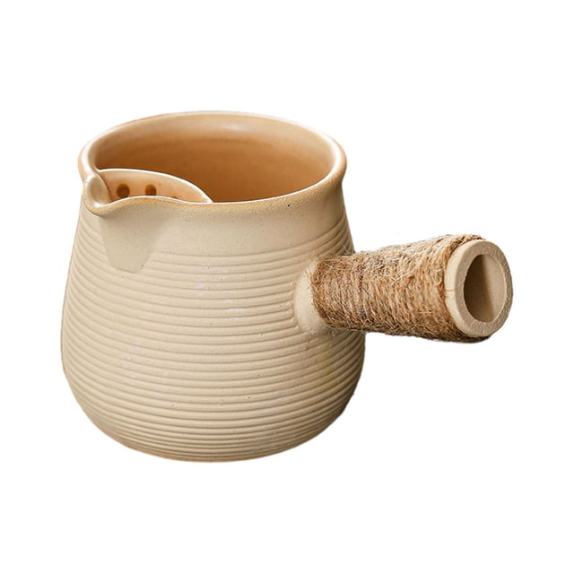 bedienty Functional 500ml Ceramic Tea Pot With Infuser Ergonomic Handle Heat Resistant Suitable For Home Office Teapot Classic Apricot color 17x10cm