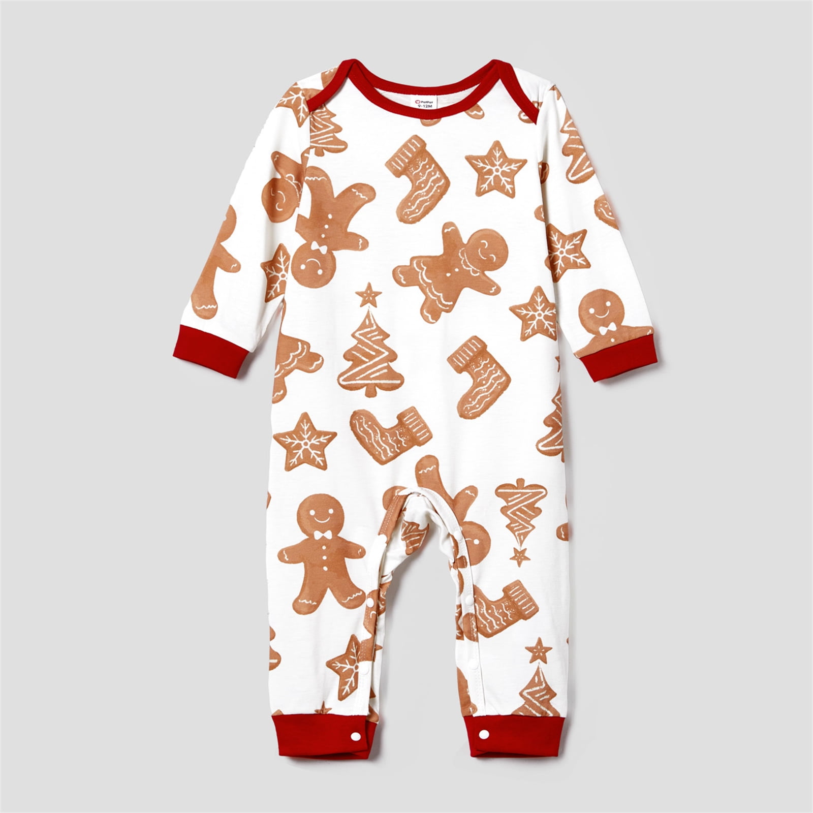 Patpat Womens Pajamas Christmas Family Matching Pjs Gingerbread Man And Letter Print Top And Pants Set Red